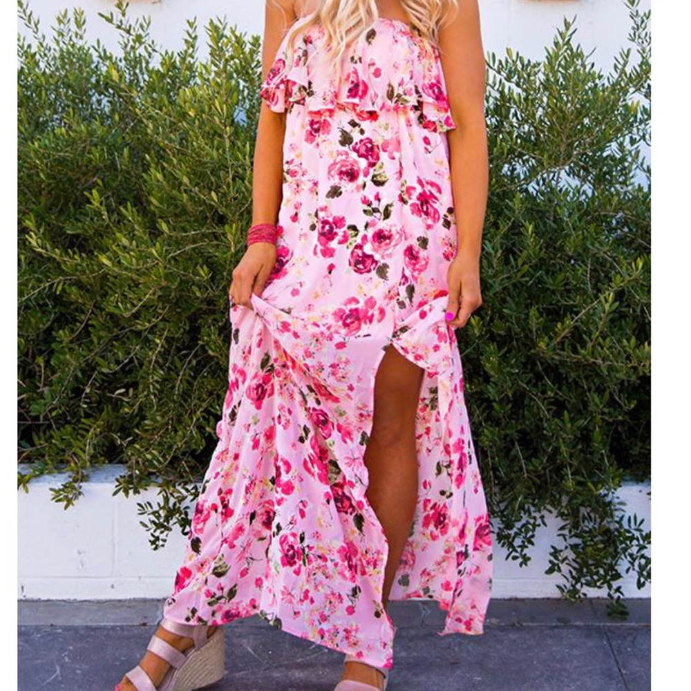 NEW Women’s Floral Strapless Maxi Dress size L